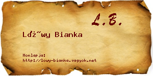 Lőwy Bianka névjegykártya